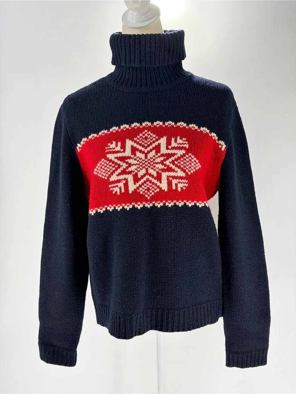 Lauren Ralph Lauren Lambswool Nordic Pattern Snowflake Turtleneck Sweater XL